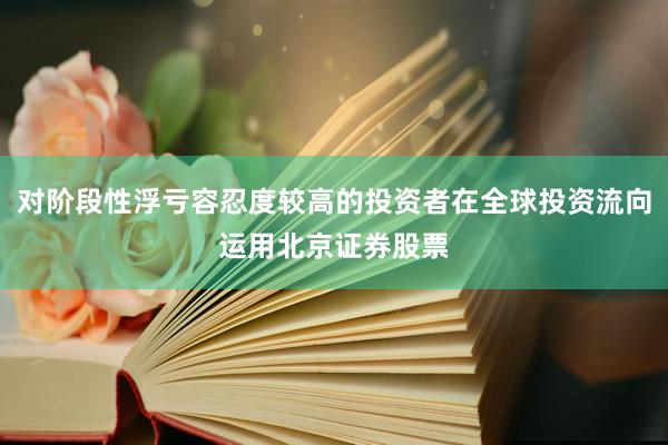 对阶段性浮亏容忍度较高的投资者在全球投资流向运用北京证券股票